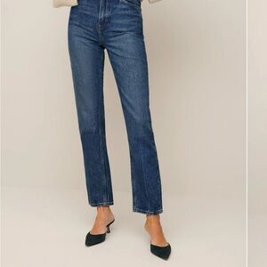 Reformation Liza Ultra High Rise Straight Jeans Blue - Size 31